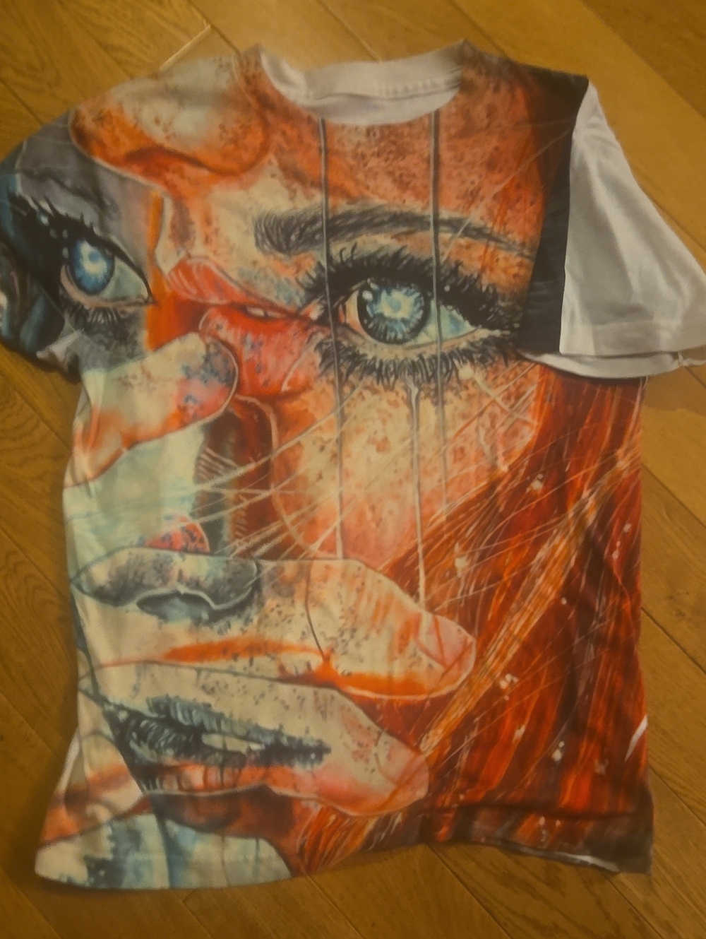 Graphic Art Print Men's T-Shirt in Red and Blue